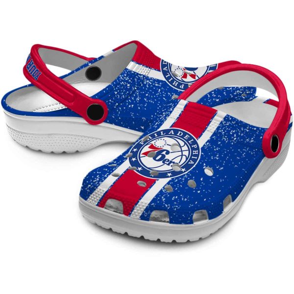 customized philadelphia 76ers vertical stripes clog high quality