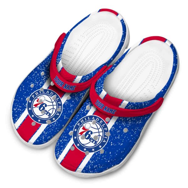 customized philadelphia 76ers vertical stripes clog latest model
