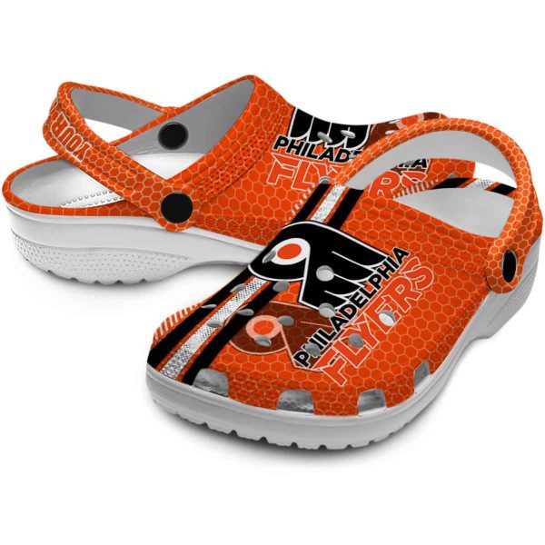 customized philadelphia flyers contrasting stripes clog high quality