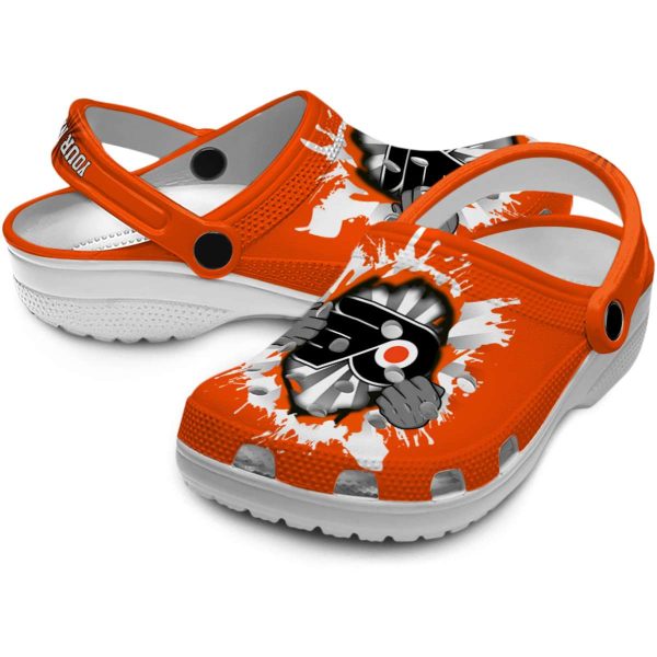 customized philadelphia flyers gripping hand clog high quality