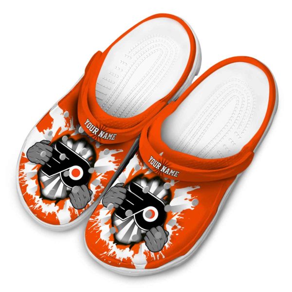 customized philadelphia flyers gripping hand clog latest model