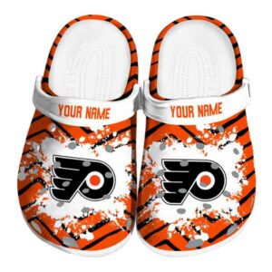 customized philadelphia flyers zigzag paint burst clog best selling