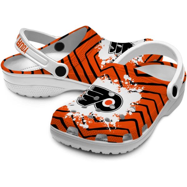 customized philadelphia flyers zigzag paint burst clog high quality