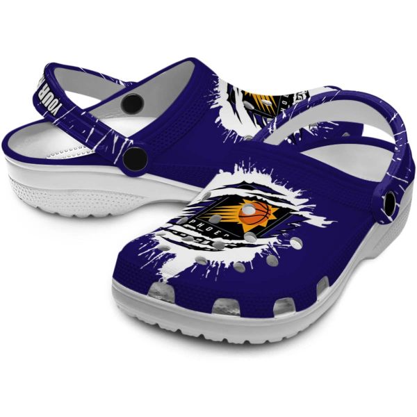 customized phoenix suns splash motif background clog high quality