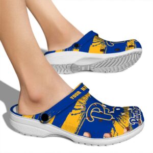 customized pittsburgh panthers paint splatter graphics clog fashion forward