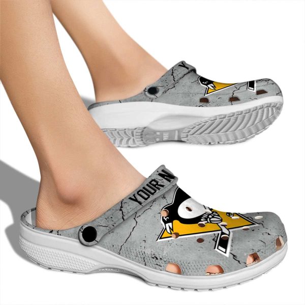 customized pittsburgh penguins cracked texture clog fashion forward