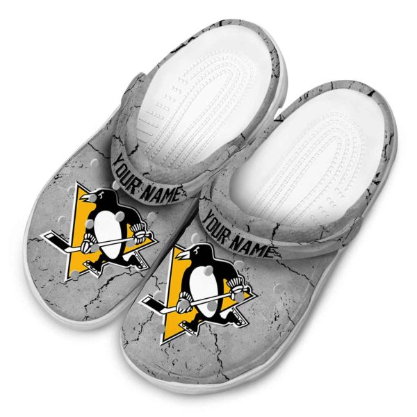customized pittsburgh penguins cracked texture clog latest model