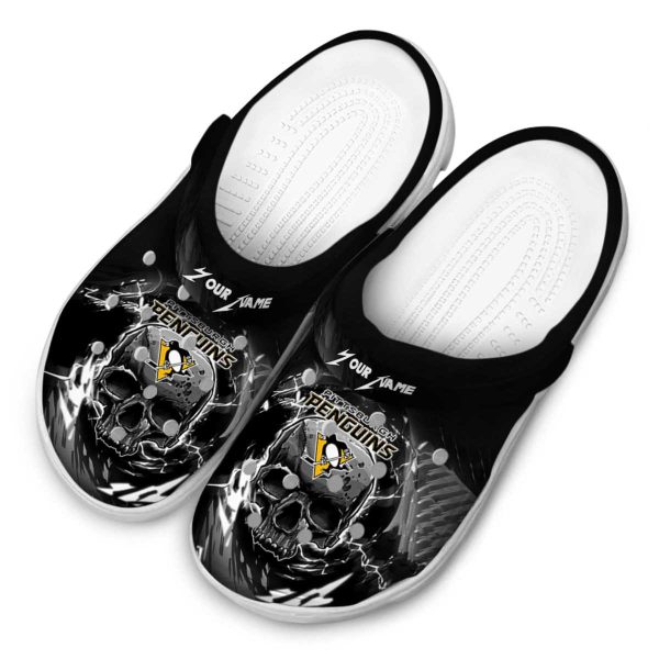 customized pittsburgh penguins gothic skull clog latest model