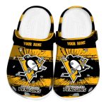customized pittsburgh penguins paint splatter graphics clog best selling