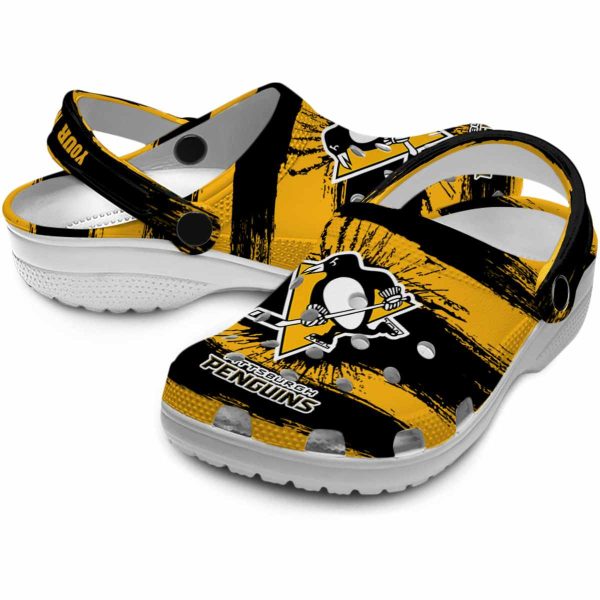 customized pittsburgh penguins paint splatter graphics clog high quality