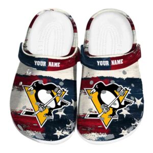 customized pittsburgh penguins patriotic stripes clog best selling
