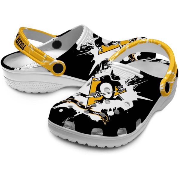 customized pittsburgh penguins splatter pattern clog high quality