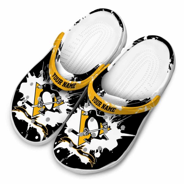 customized pittsburgh penguins splatter pattern clog latest model