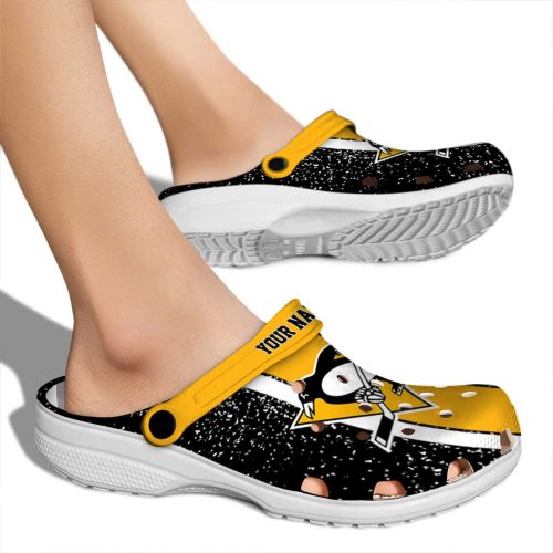 customized pittsburgh penguins vertical stripes clog fashion forward