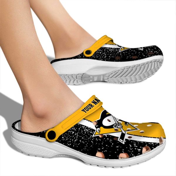 customized pittsburgh penguins vertical stripes clog fashion forward