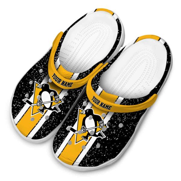 customized pittsburgh penguins vertical stripes clog latest model