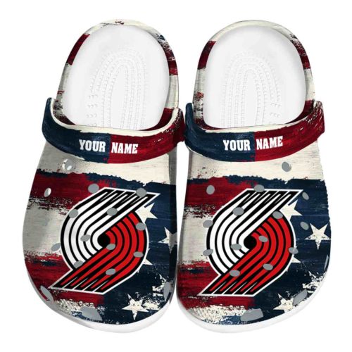 customized portland trail blazers patriotic stripes clog best selling