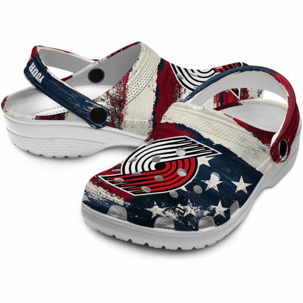 customized portland trail blazers patriotic stripes clog high quality