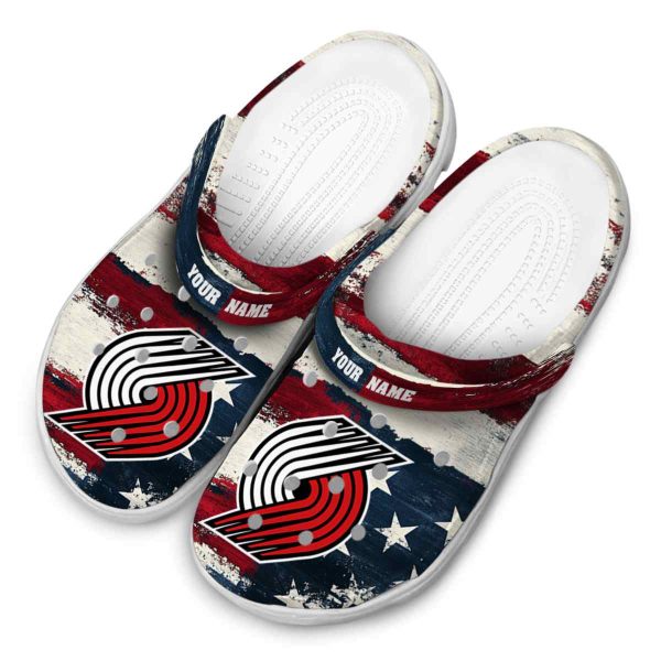 customized portland trail blazers patriotic stripes clog latest model
