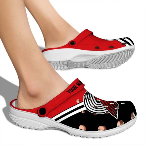 customized portland trail blazers striped accents clog fashion forward