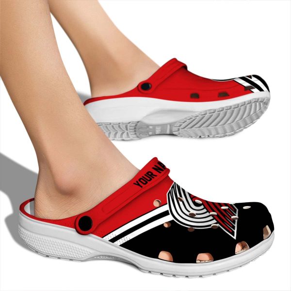 customized portland trail blazers striped accents clog fashion forward