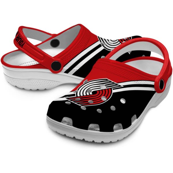 customized portland trail blazers striped accents clog high quality