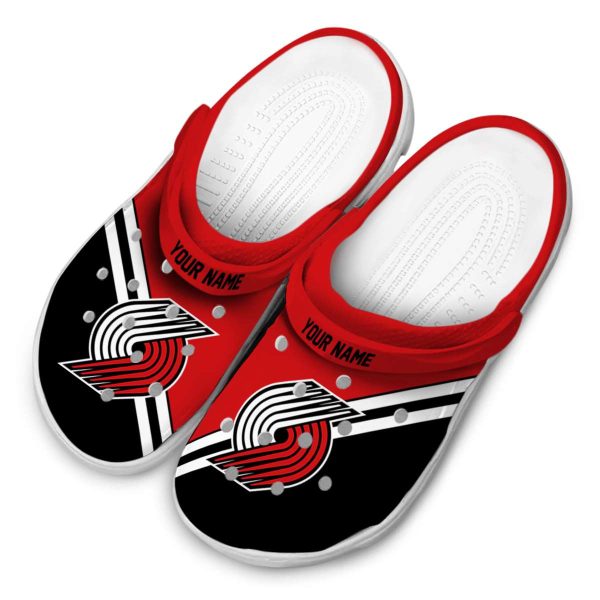 customized portland trail blazers striped accents clog latest model