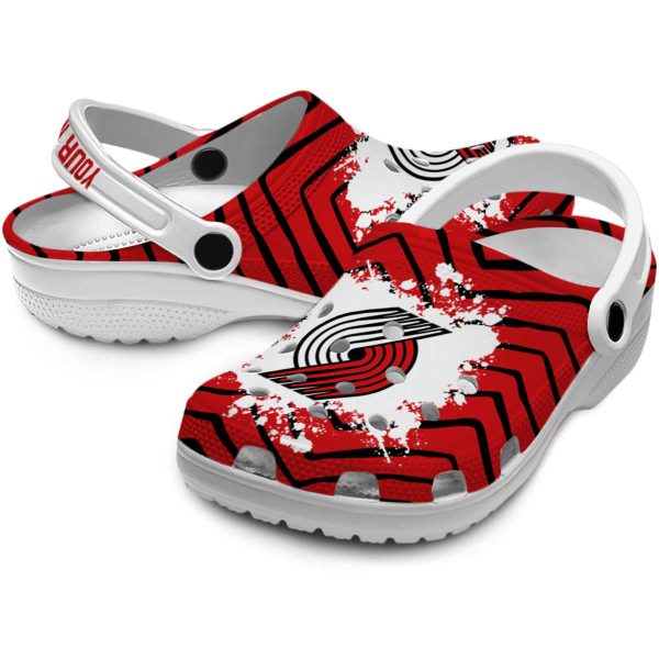 customized portland trail blazers zigzag paint burst clog high quality