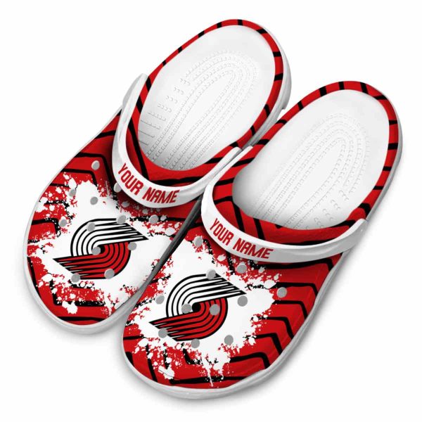 customized portland trail blazers zigzag paint burst clog latest model