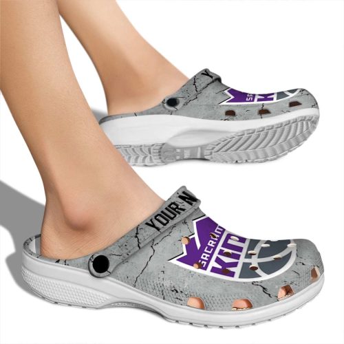 customized sacramento kings cracked texture clog fashion forward