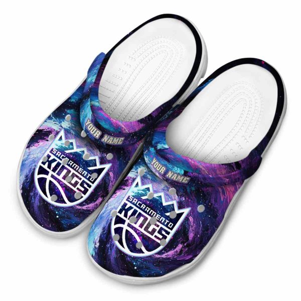 customized sacramento kings galaxy swirl clog latest model
