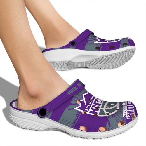 customized sacramento kings paint splatter graphics clog fashion forward