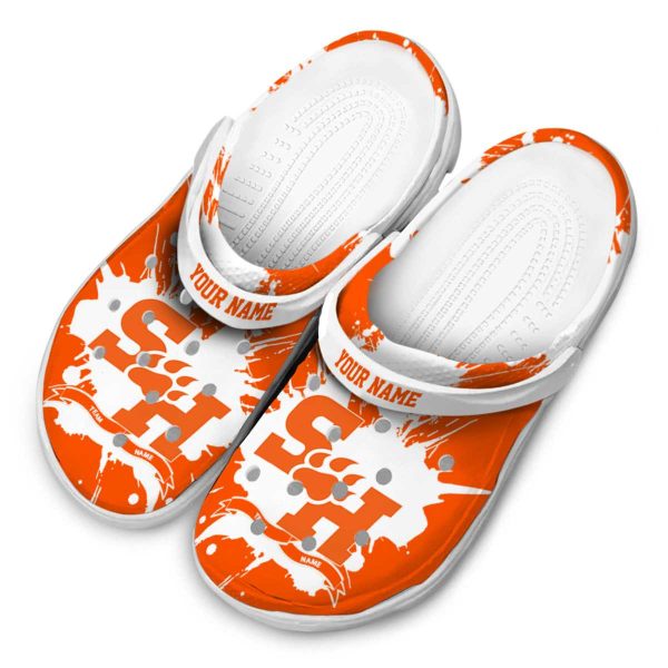 customized sam houston bearkats splatter pattern clog latest model