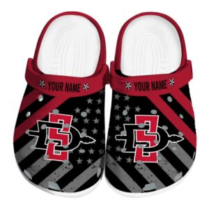 customized san diego state aztecs star spangled graphic clog best selling