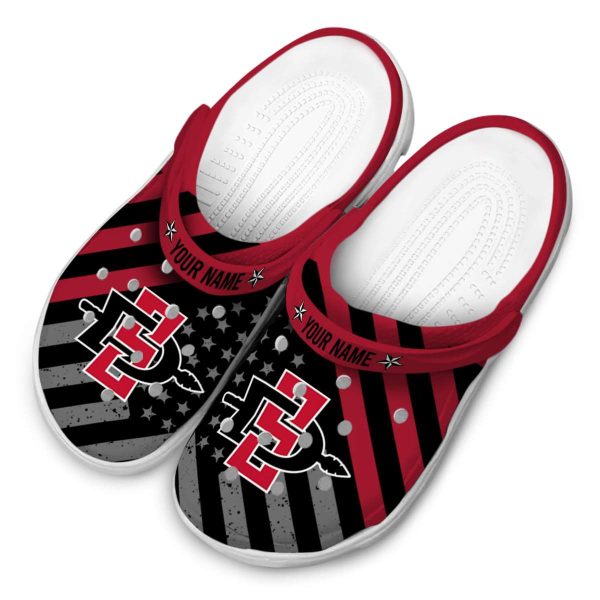 customized san diego state aztecs star spangled graphic clog latest model