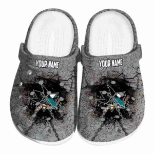 customized san jose sharks cracked ground texture clog best selling