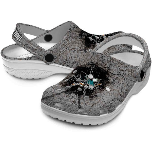 customized san jose sharks cracked ground texture clog high quality