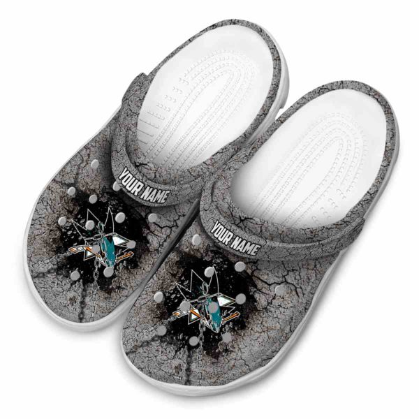 customized san jose sharks cracked ground texture clog latest model