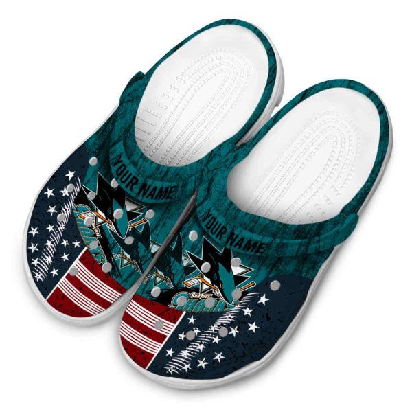 customized san jose sharks star spangled side pattern clog latest model
