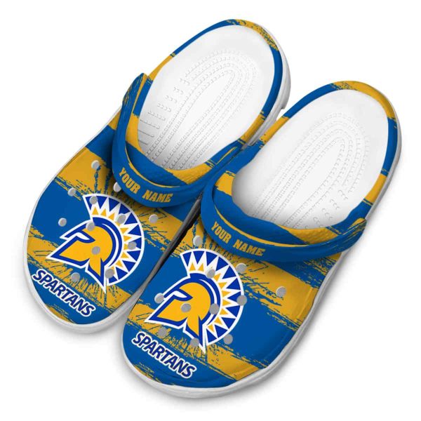customized san jose state spartans paint splatter graphics clog latest model