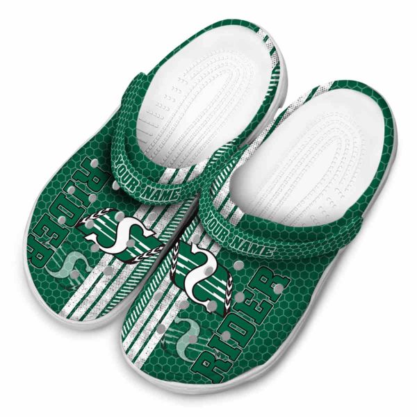 customized saskatchewan roughriders contrasting stripes clog latest model