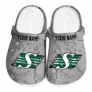 customized saskatchewan roughriders cracked texture clog best selling