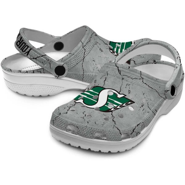 customized saskatchewan roughriders cracked texture clog high quality