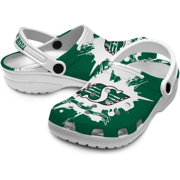 customized saskatchewan roughriders splatter pattern clog high quality