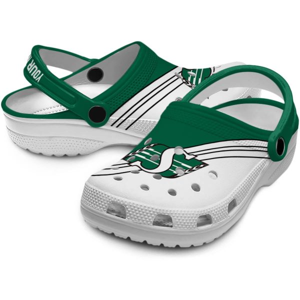 customized saskatchewan roughriders striped accents clog high quality