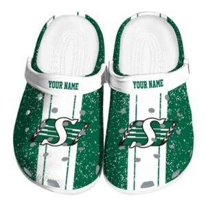 customized saskatchewan roughriders vertical stripes clog best selling