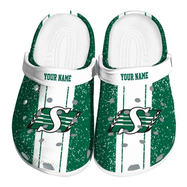 customized saskatchewan roughriders vertical stripes clog best selling