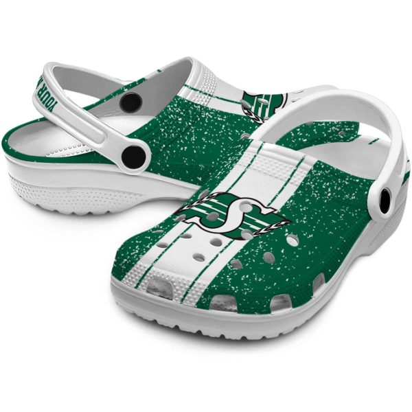 customized saskatchewan roughriders vertical stripes clog high quality