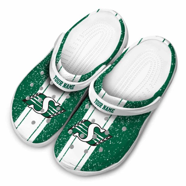 customized saskatchewan roughriders vertical stripes clog latest model
