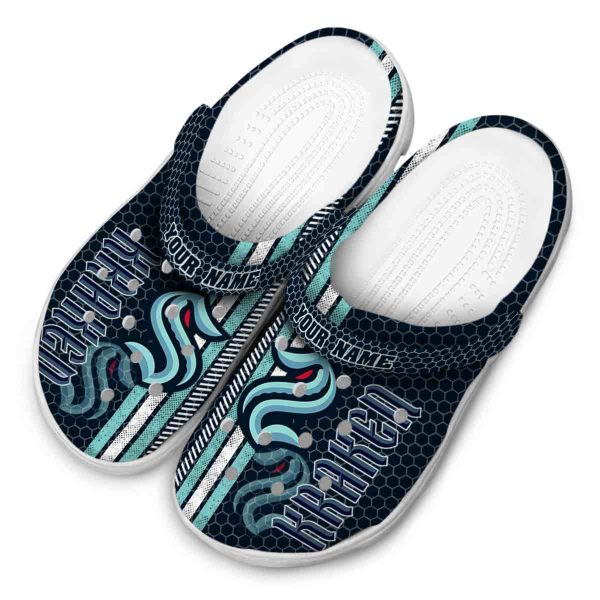 customized seattle kraken contrasting stripes clog latest model